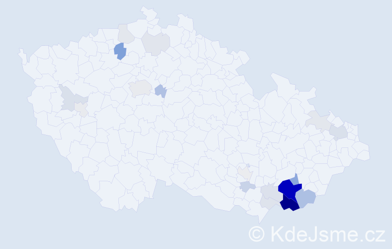 Příjmení: 'Kunovjánek', počet výskytů 73 v celé ČR