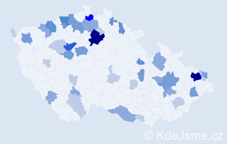 Příjmení: 'Deák', počet výskytů 123 v celé ČR