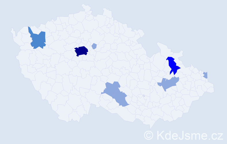 Příjmení: 'Dvorák', počet výskytů 16 v celé ČR