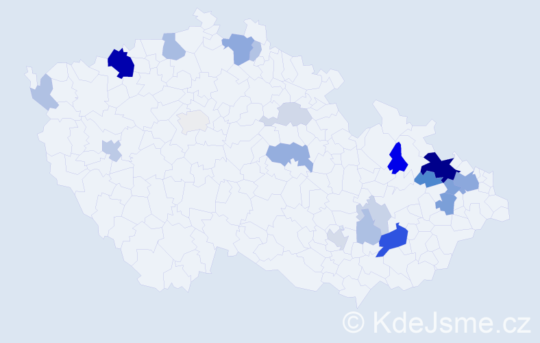 Příjmení: 'Sas', počet výskytů 57 v celé ČR