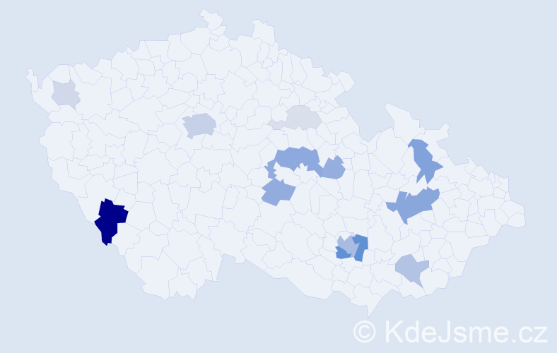 Příjmení: 'Tonner', počet výskytů 46 v celé ČR