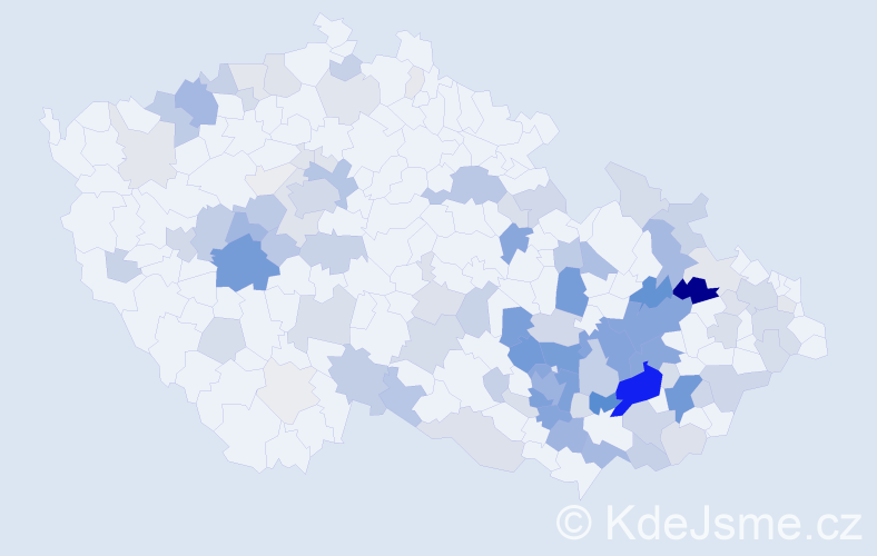Příjmení: 'Handlová', počet výskytů 483 v celé ČR
