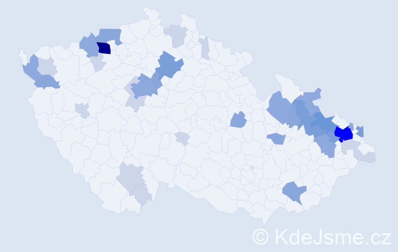 Příjmení: 'Brisuda', počet výskytů 101 v celé ČR