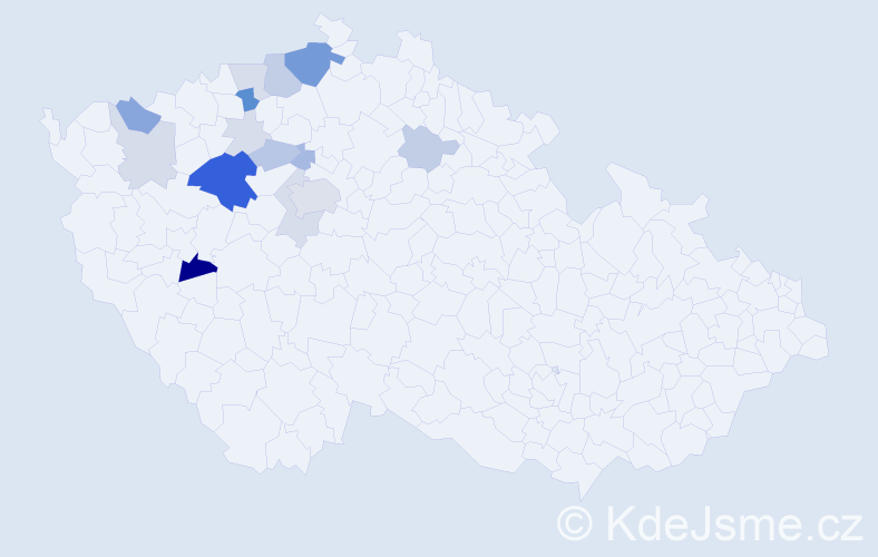 Příjmení: 'Lajbl', počet výskytů 65 v celé ČR