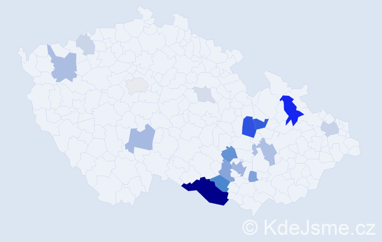 Příjmení: 'Potácel', počet výskytů 51 v celé ČR