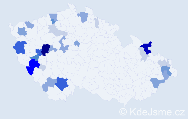 Příjmení: 'Tejček', počet výskytů 100 v celé ČR