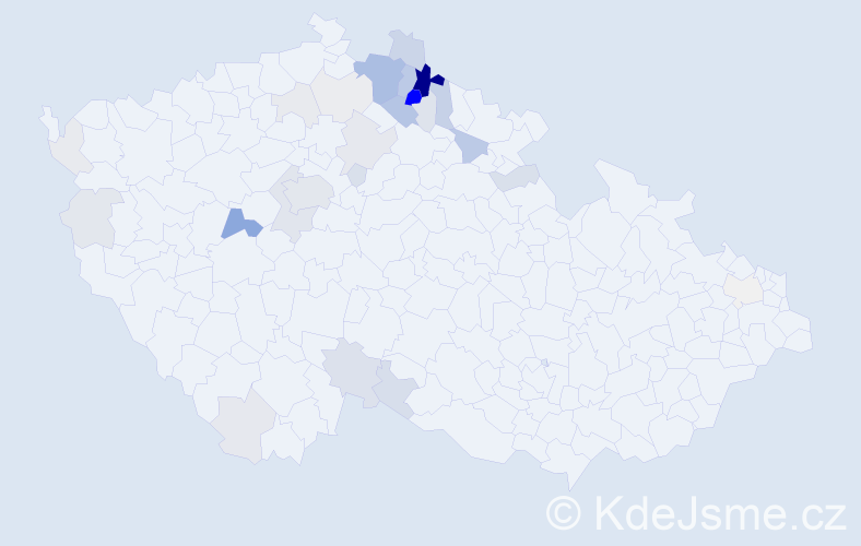 Příjmení: 'Belda', počet výskytů 105 v celé ČR