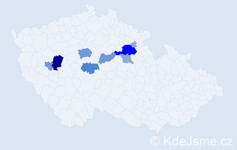 Příjmení: 'Vidrnová', počet výskytů 21 v celé ČR
