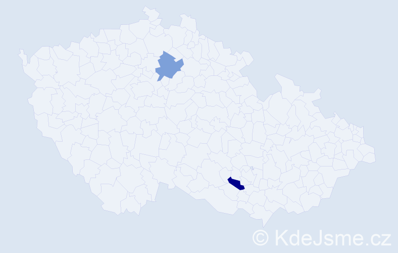 Příjmení: 'Klyuchevska', počet výskytů 2 v celé ČR