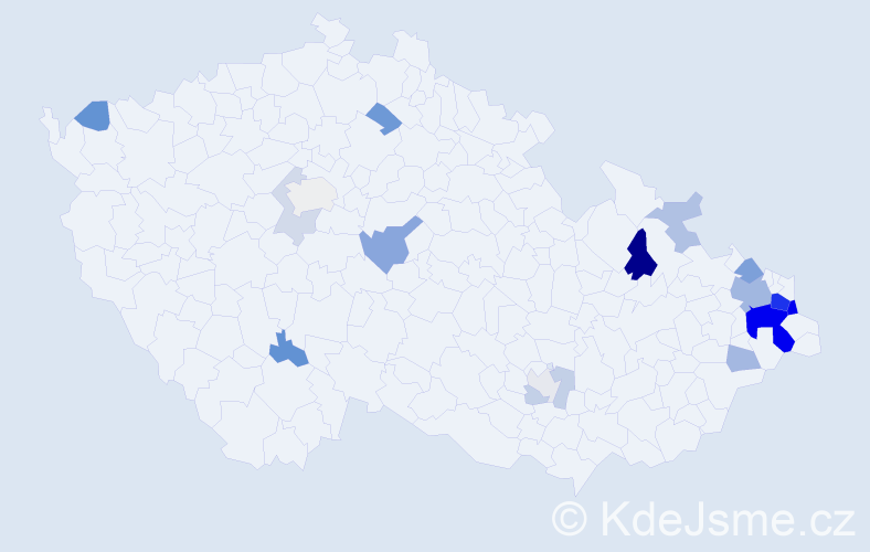 Příjmení: 'Kielar', počet výskytů 49 v celé ČR