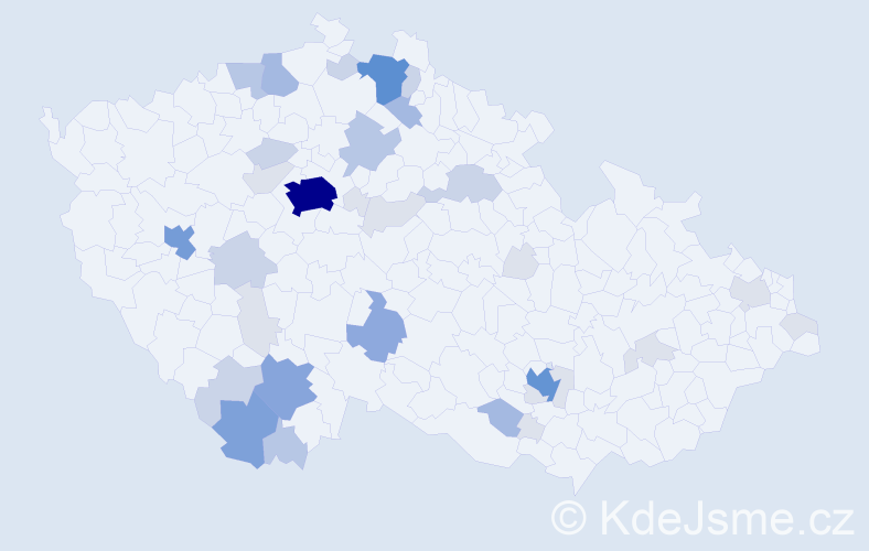 Příjmení: 'Wiener', počet výskytů 116 v celé ČR