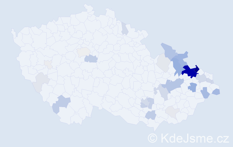 Příjmení: 'Raidová', počet výskytů 124 v celé ČR
