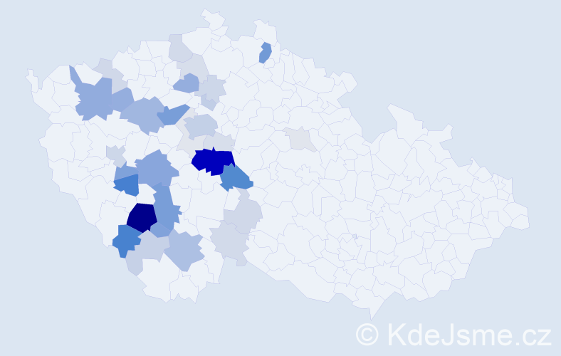 Příjmení: 'Český', počet výskytů 120 v celé ČR