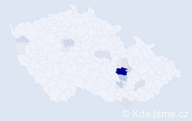 Příjmení: 'Liznová', počet výskytů 77 v celé ČR