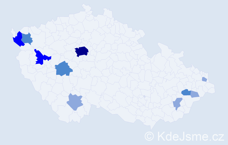 Příjmení: 'Čmok', počet výskytů 23 v celé ČR