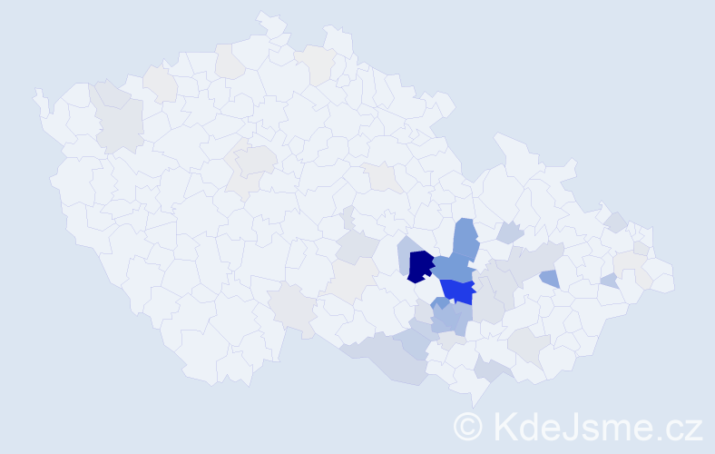 Příjmení: 'Kotlán', počet výskytů 190 v celé ČR