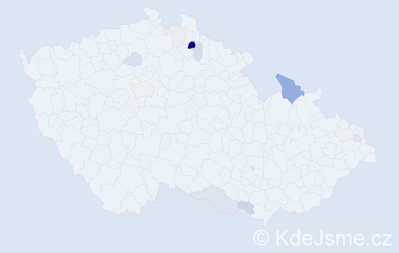 Příjmení: 'Komadová', počet výskytů 25 v celé ČR