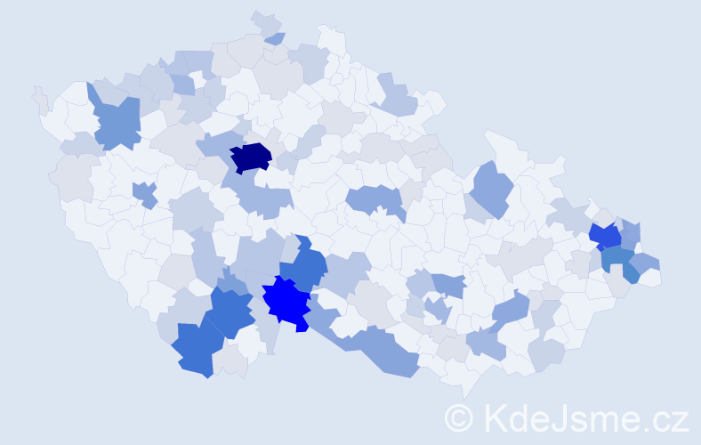 Příjmení: 'Valková', počet výskytů 315 v celé ČR