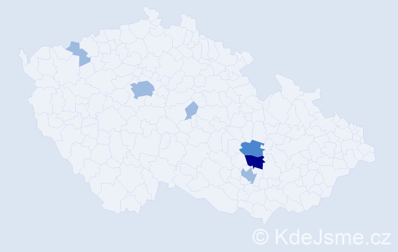 Příjmení: 'Šmidlová', počet výskytů 10 v celé ČR