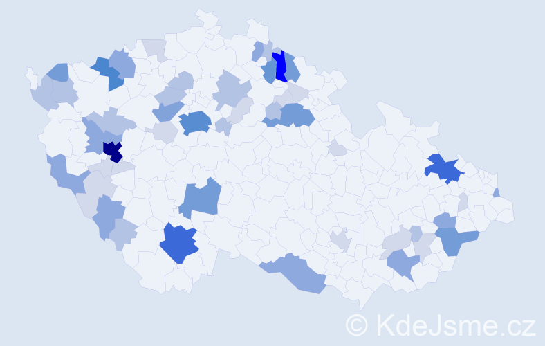 Příjmení: 'Rypl', počet výskytů 158 v celé ČR
