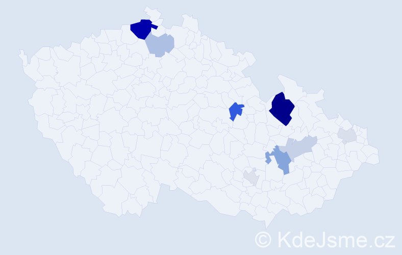 Příjmení: 'Mihová', počet výskytů 22 v celé ČR