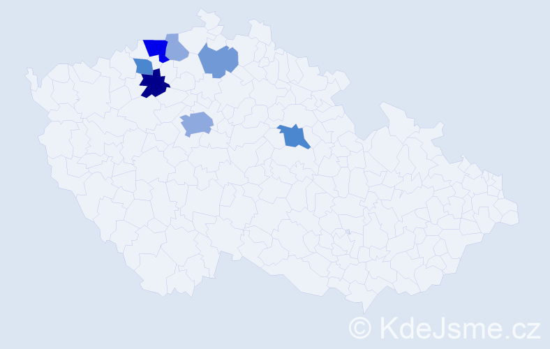 Příjmení: 'Caba', počet výskytů 21 v celé ČR