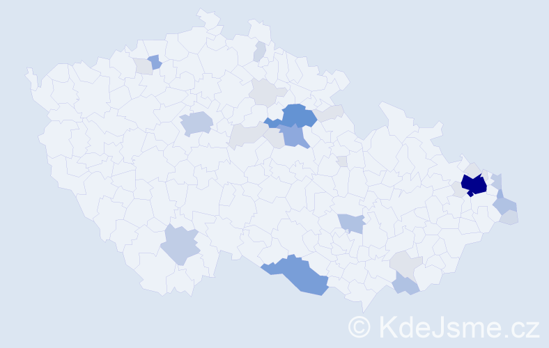 Příjmení: 'Balažovičová', počet výskytů 104 v celé ČR