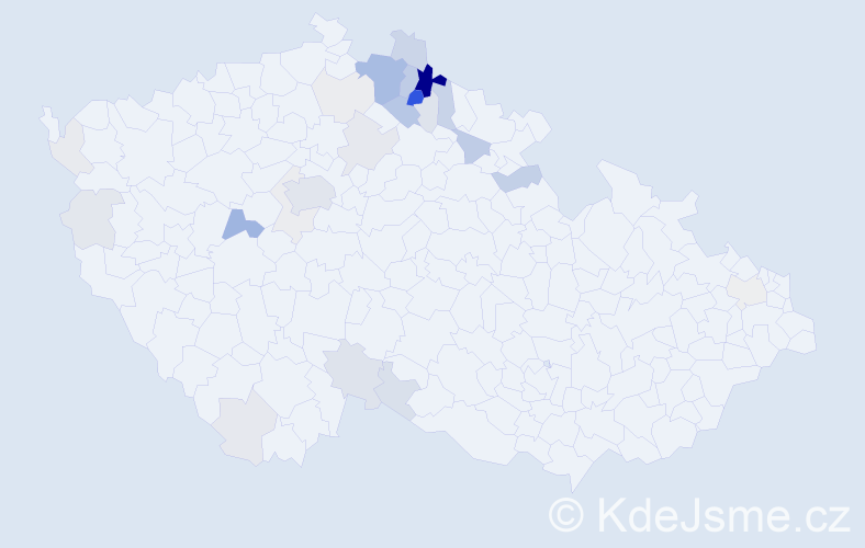 Příjmení: 'Belda', počet výskytů 106 v celé ČR