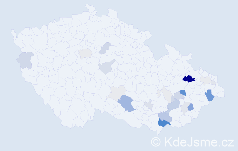 Příjmení: 'Kopl', počet výskytů 104 v celé ČR