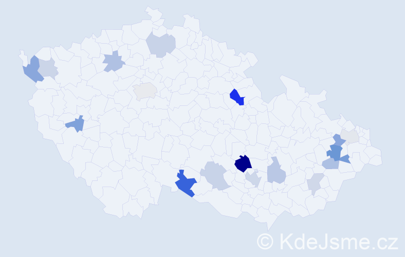 Příjmení: 'Kráą', počet výskytů 31 v celé ČR