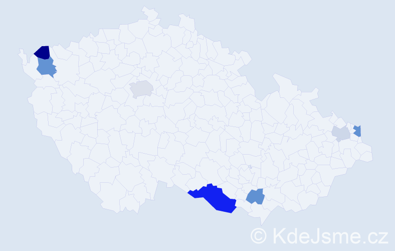 Příjmení: 'Zohn', počet výskytů 13 v celé ČR