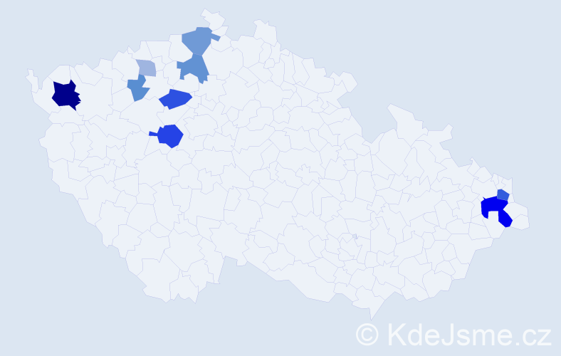 Příjmení: 'Šafner', počet výskytů 27 v celé ČR