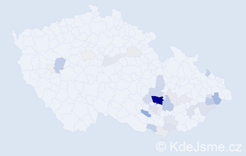 Příjmení: 'Kolmačka', počet výskytů 135 v celé ČR