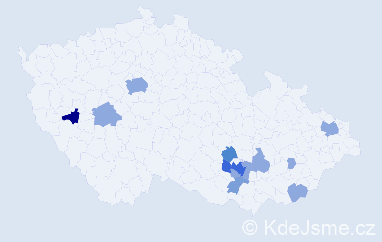 Příjmení: 'Pouza', počet výskytů 29 v celé ČR