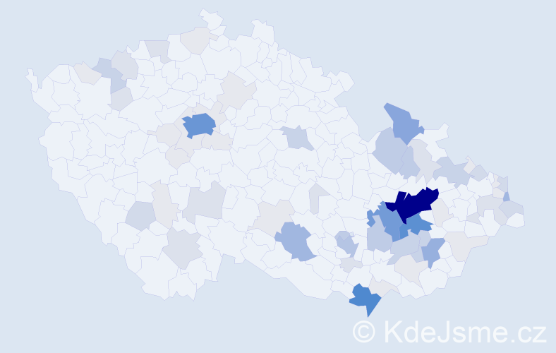 Příjmení: 'Skoupilová', počet výskytů 264 v celé ČR