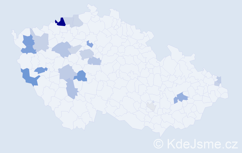 Příjmení: 'Fábik', počet výskytů 36 v celé ČR