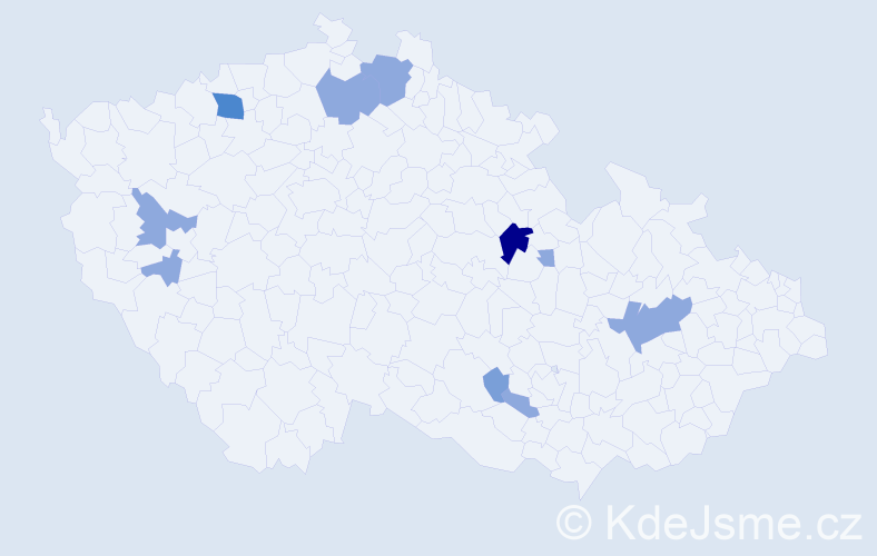Příjmení: 'Bobelová', počet výskytů 19 v celé ČR