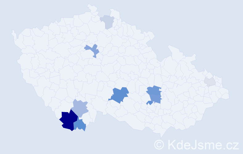 Příjmení: 'Lašan', počet výskytů 21 v celé ČR