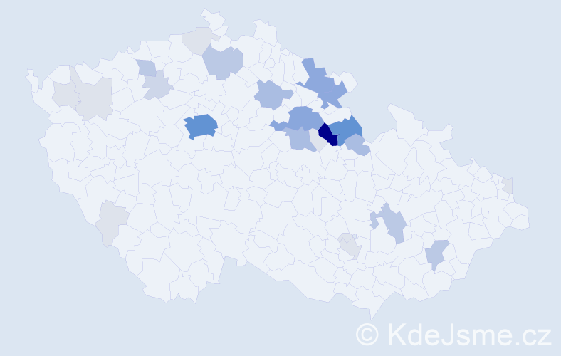 Příjmení: 'Kapucián', počet výskytů 100 v celé ČR