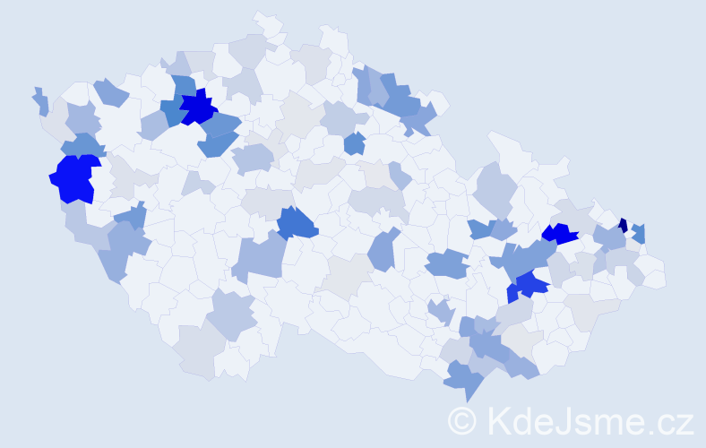 Příjmení: 'Roháč', počet výskytů 341 v celé ČR