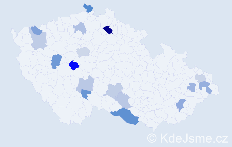 Příjmení: 'Andelová', počet výskytů 34 v celé ČR
