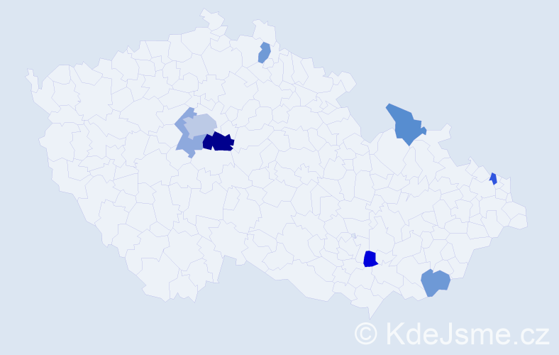 Příjmení: 'Kyseľová', počet výskytů 13 v celé ČR