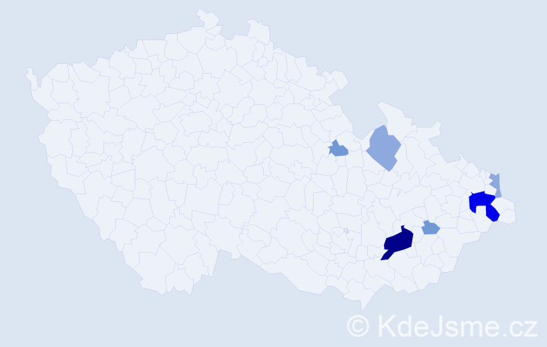 Příjmení: 'Terešková', počet výskytů 18 v celé ČR