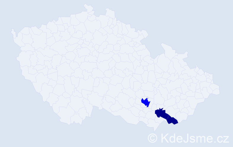Příjmení: 'Vyčesal', počet výskytů 5 v celé ČR