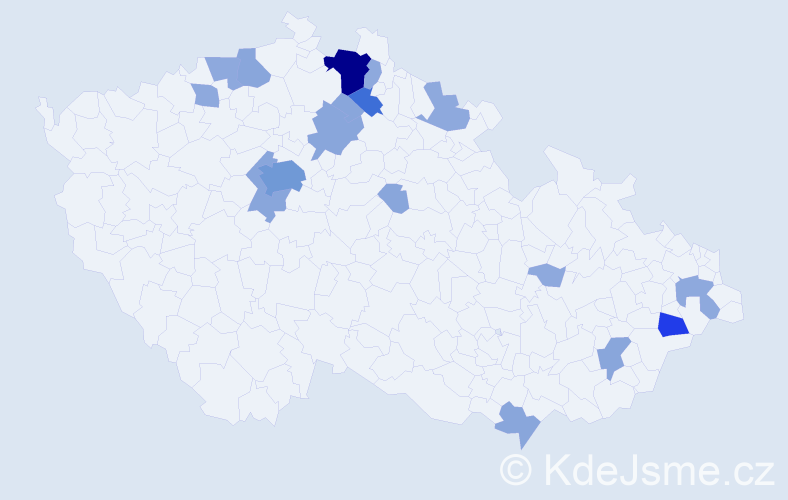 Příjmení: 'Knébl', počet výskytů 43 v celé ČR