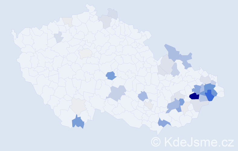 Příjmení: 'Blablová', počet výskytů 159 v celé ČR