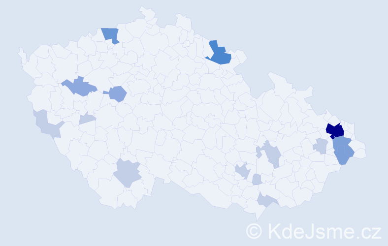 Příjmení: 'Kopera', počet výskytů 38 v celé ČR