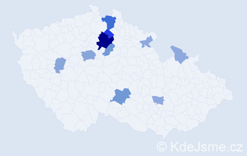 Příjmení: 'Pešánová', počet výskytů 33 v celé ČR