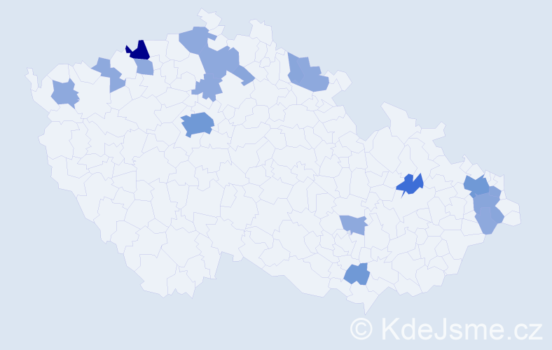 Příjmení: 'Spusta', počet výskytů 40 v celé ČR