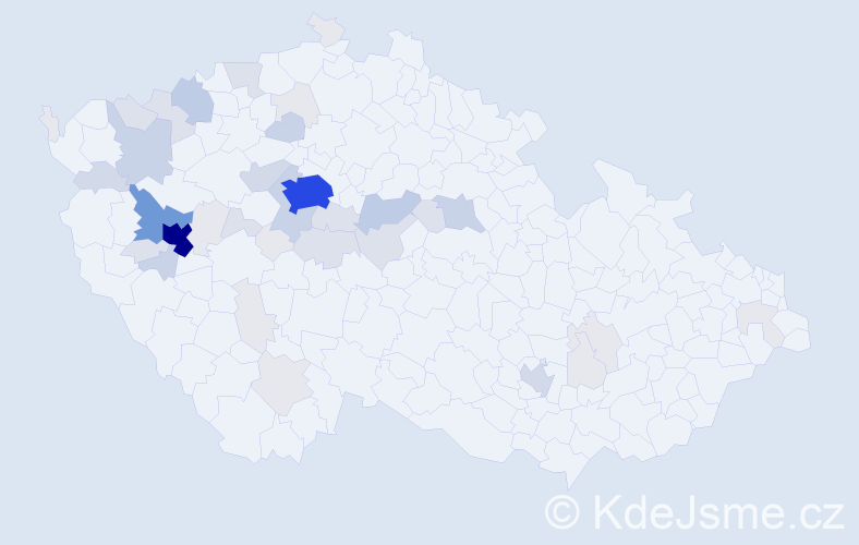 Příjmení: 'Pechmanová', počet výskytů 166 v celé ČR